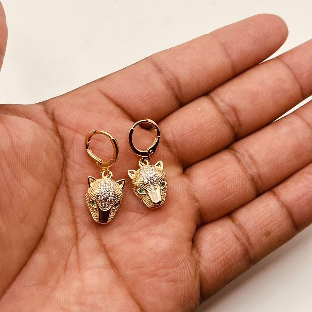 Gold plated earrings for women panther design
